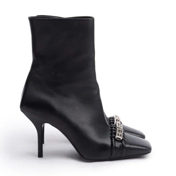 Givenchy Black Leather G-Woven Ankle Boots, Size 36.5  - Picture 3 of 5